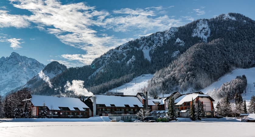 winter hotel exterior